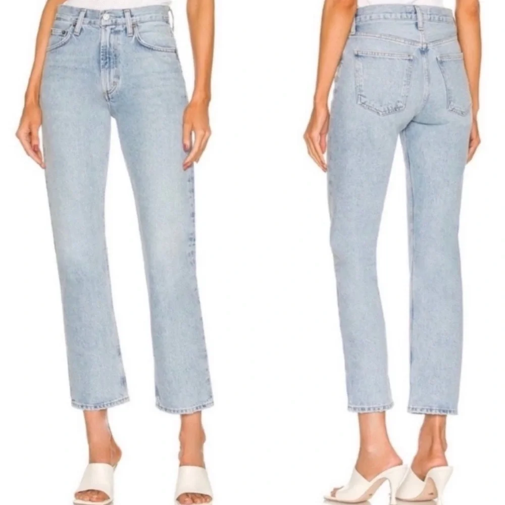 Agolde Light Blue Straight Leg Jeans - Picture 3 of 12